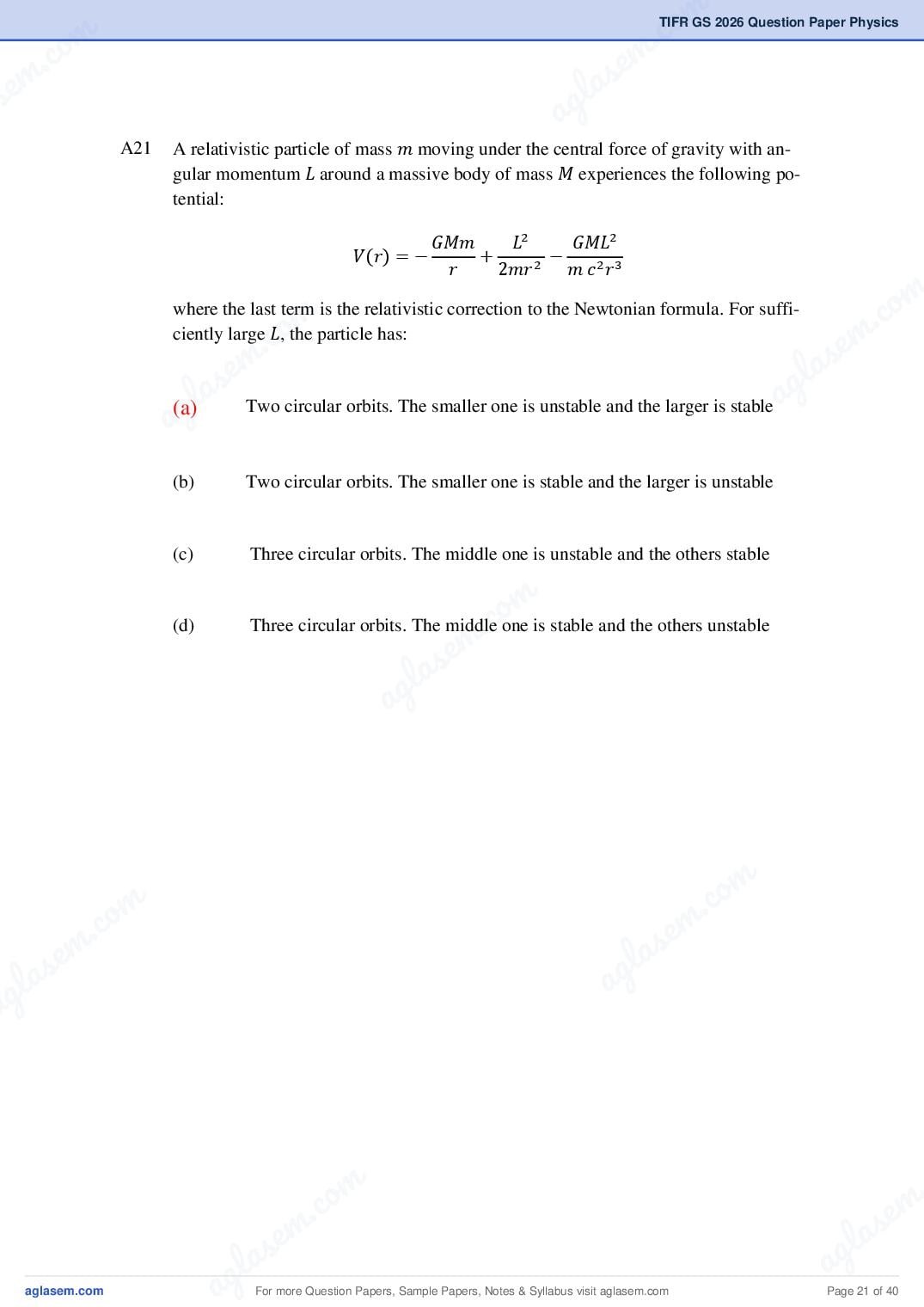 TIFR GS 2026 Question Paper PDF with Answers (9 Papers)