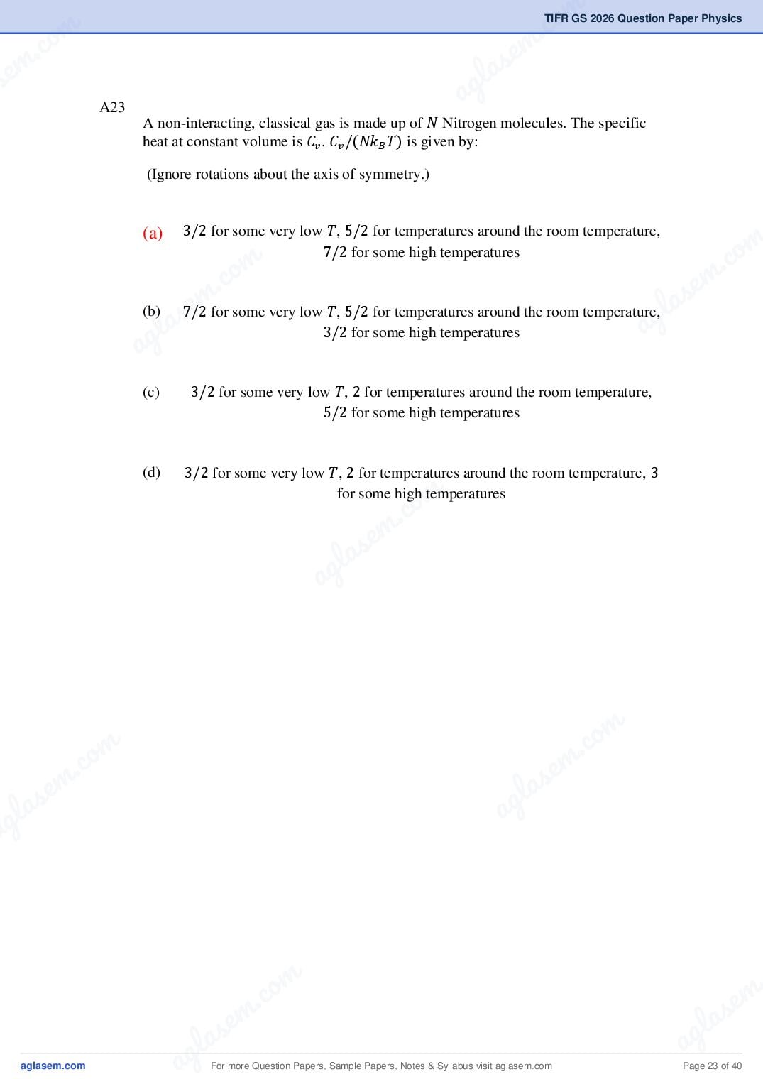 TIFR GS 2026 Question Paper PDF with Answers (9 Papers)
