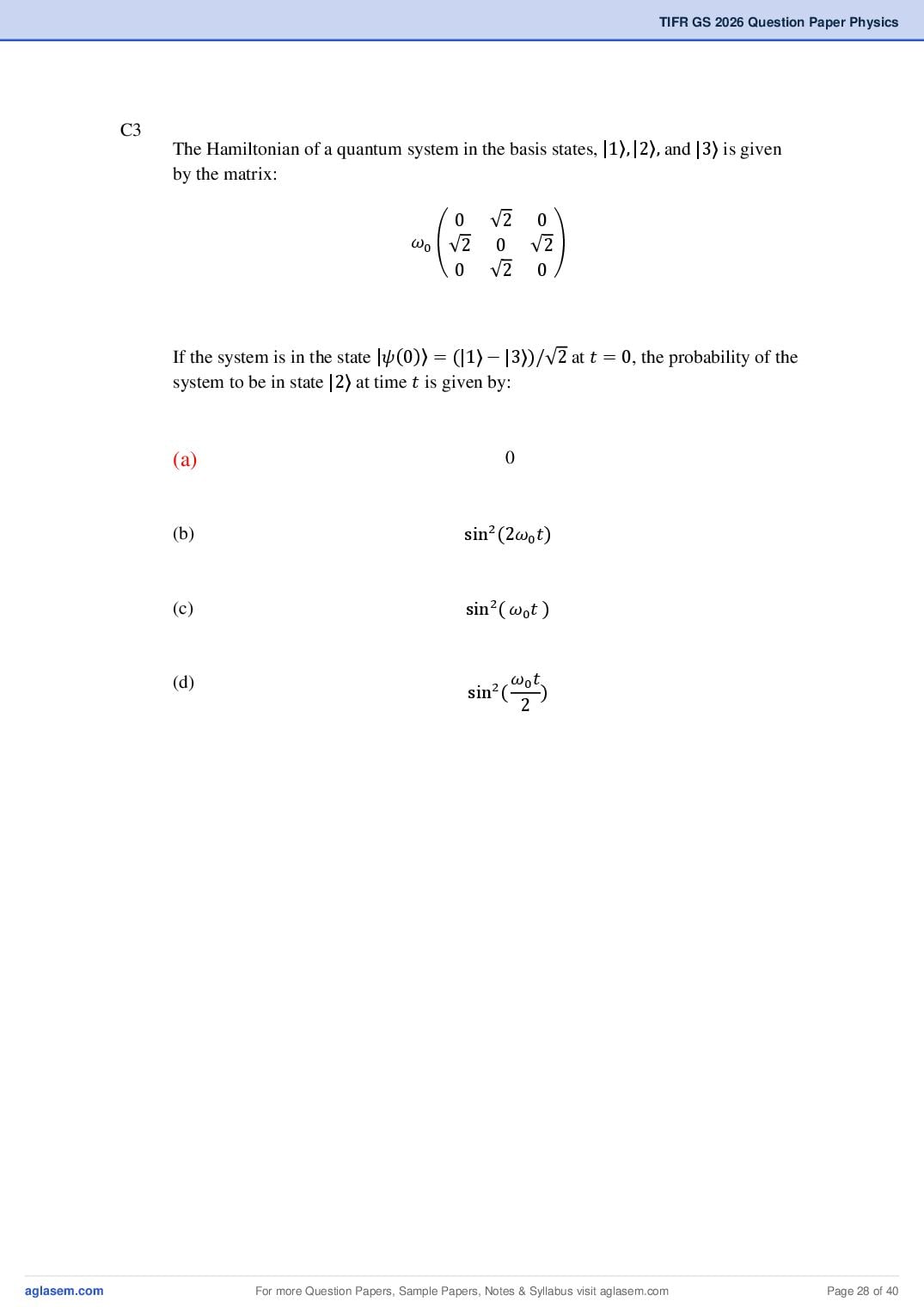 TIFR GS 2026 Question Paper PDF with Answers (9 Papers)