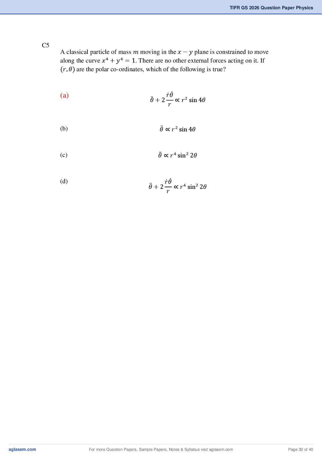 TIFR GS 2026 Question Paper PDF with Answers (9 Papers)