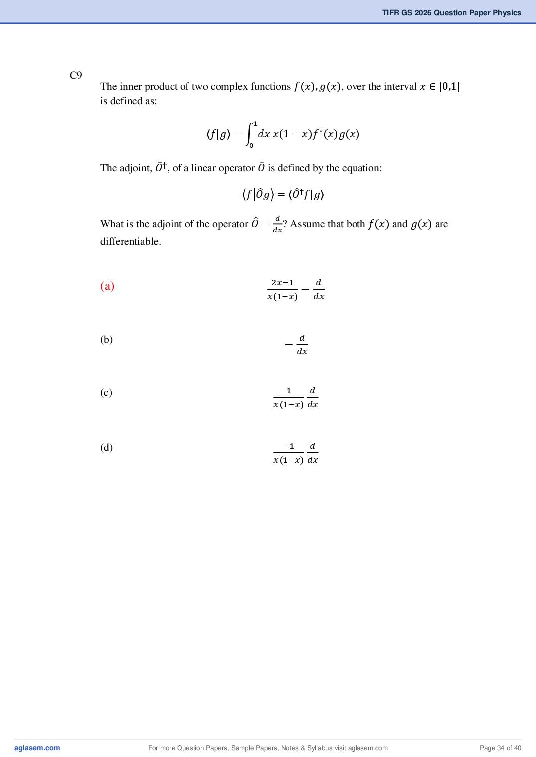 TIFR GS 2026 Question Paper PDF with Answers (9 Papers)