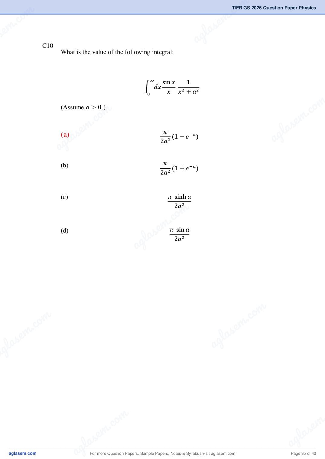 TIFR GS 2026 Question Paper PDF with Answers (9 Papers)