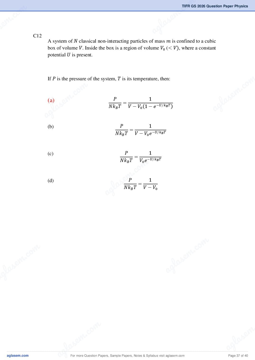 TIFR GS 2026 Question Paper PDF with Answers (9 Papers)