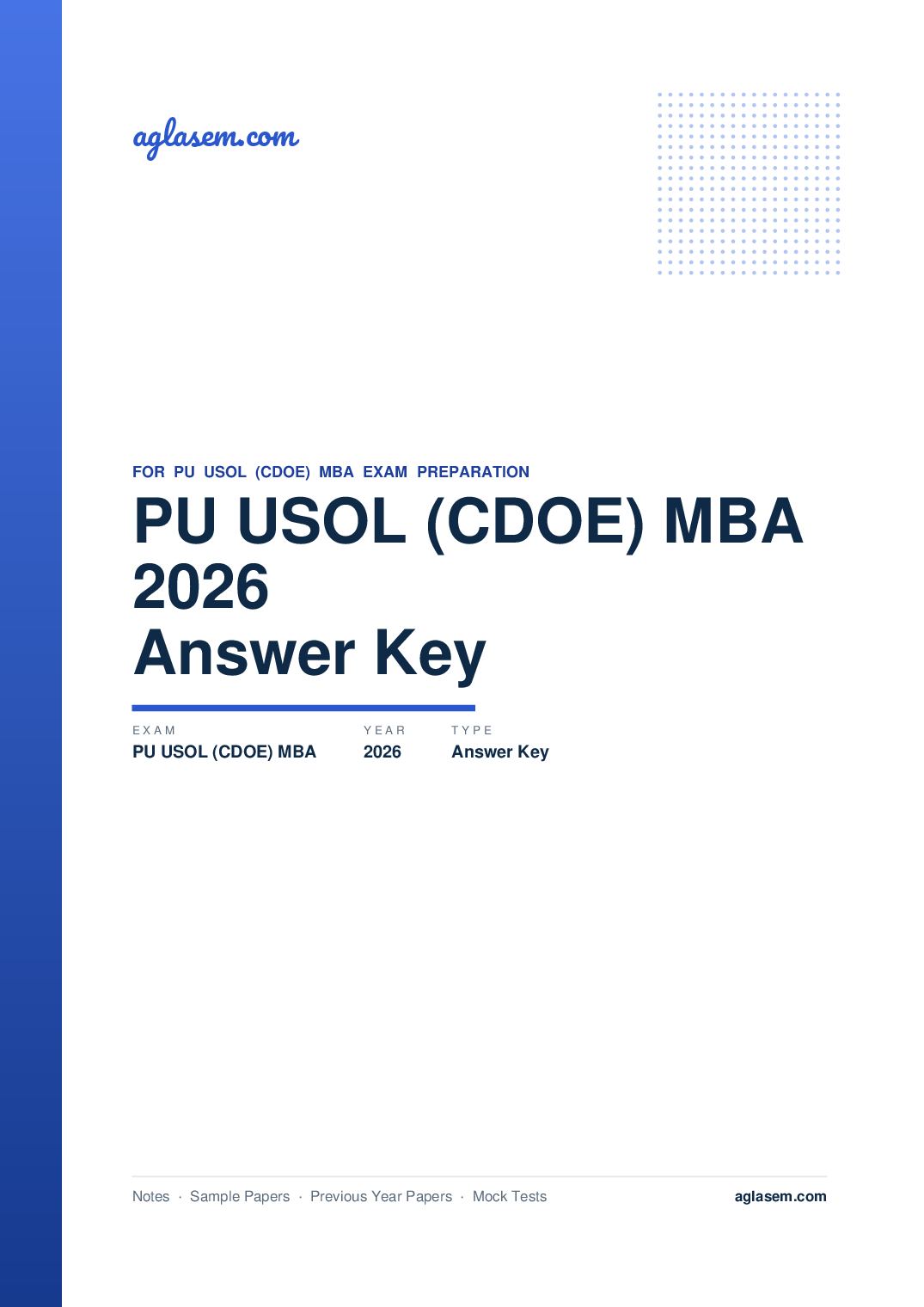 PU USOL (CDOE) MBA 2026 Answer Key - Page 1 of 2