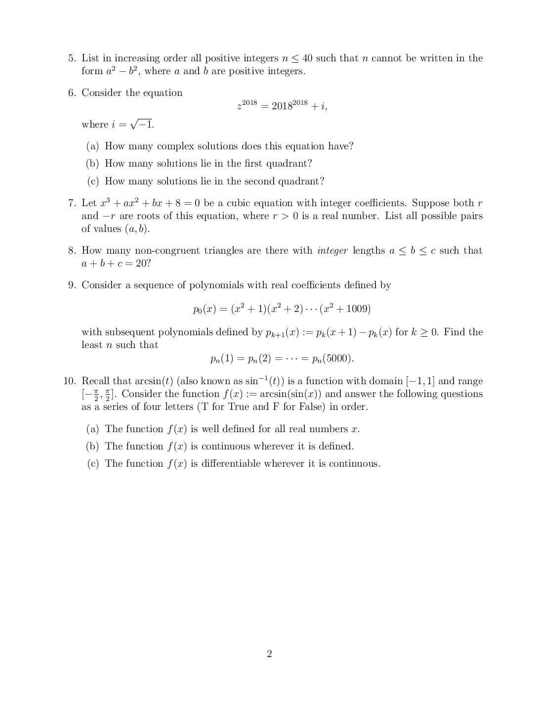 CMI Entrance Exam 2018 Question Papers PDF with Solutions (4 Papers)