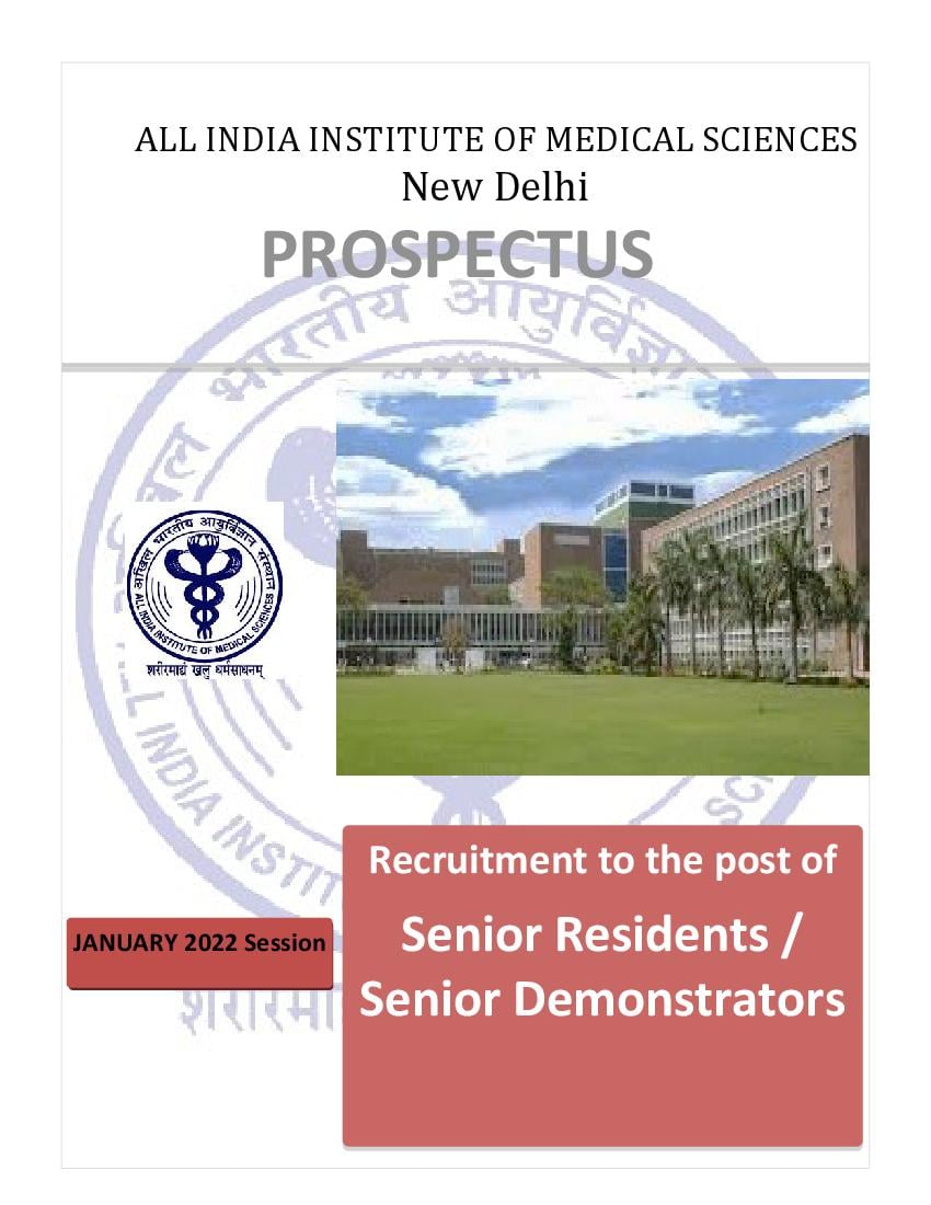 AIIMS SR SD 2022 January Session Notification - Page 1