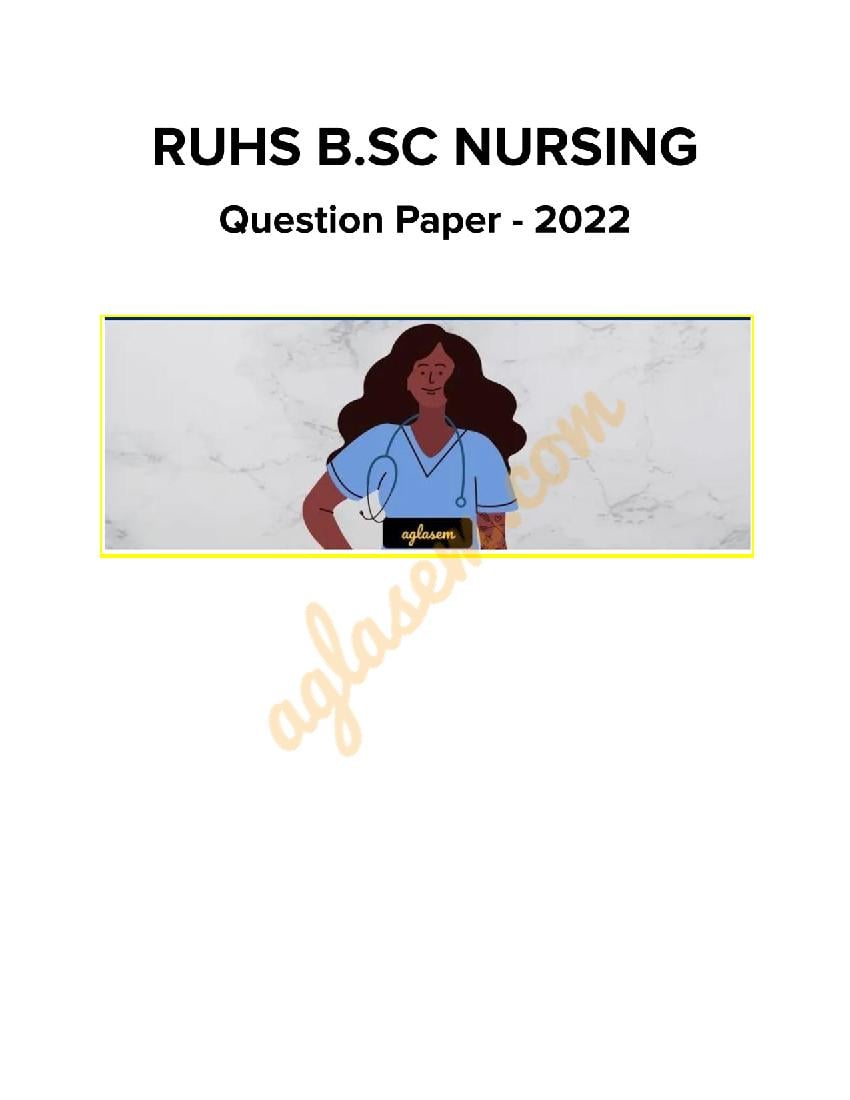 RUHS B.Sc Nursing 2022 Question Paper - Page 1