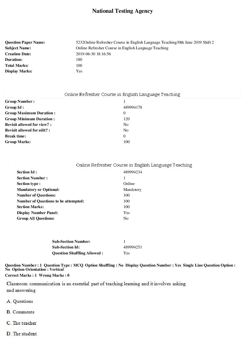 arpit-2019-question-paper-for-online-refresher-course-in-english