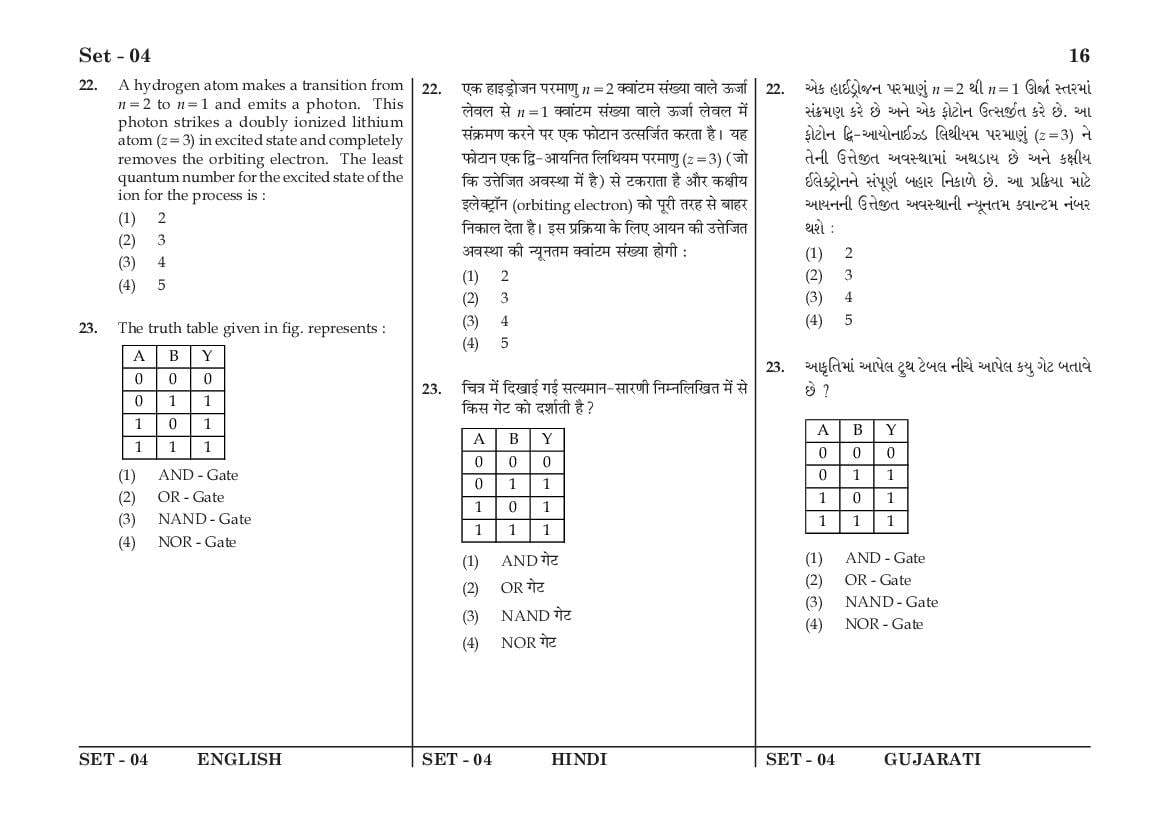 JEE Main 2016 Question Paper PDF (Shift-wise, 4 Papers)