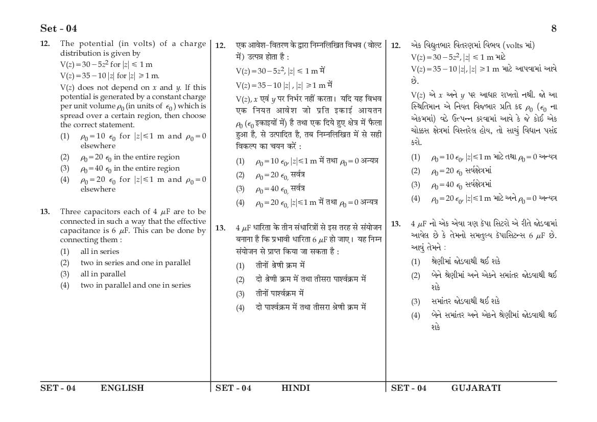JEE Main 2016 Question Paper PDF (Shift-wise, 4 Papers)