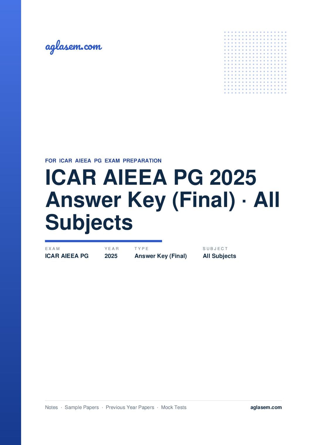 ICAR AIEEA PG 2025 Answer Key (Final) All Subjects - Page 1 of 21