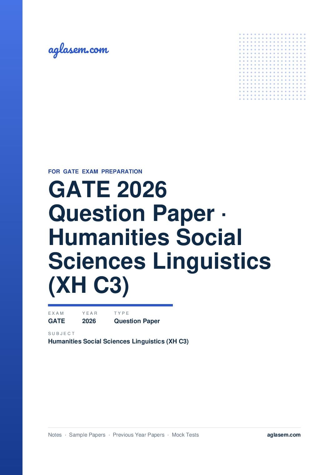 GATE 2026 Question Paper Humanities and Social Sciences - Linguistics (XH-C3) - Page 1 of 51