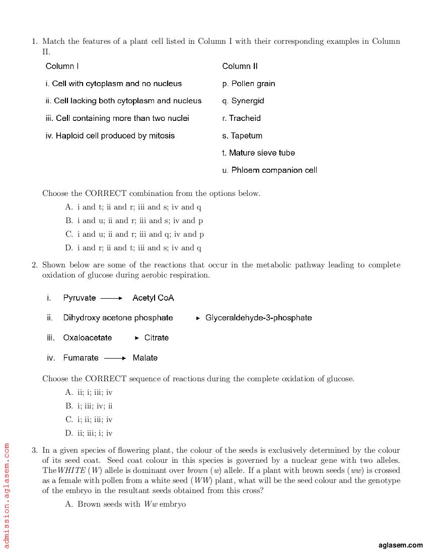 IISER Aptitude Test 2022 Question Paper PDF Download Here AglaSem Admission