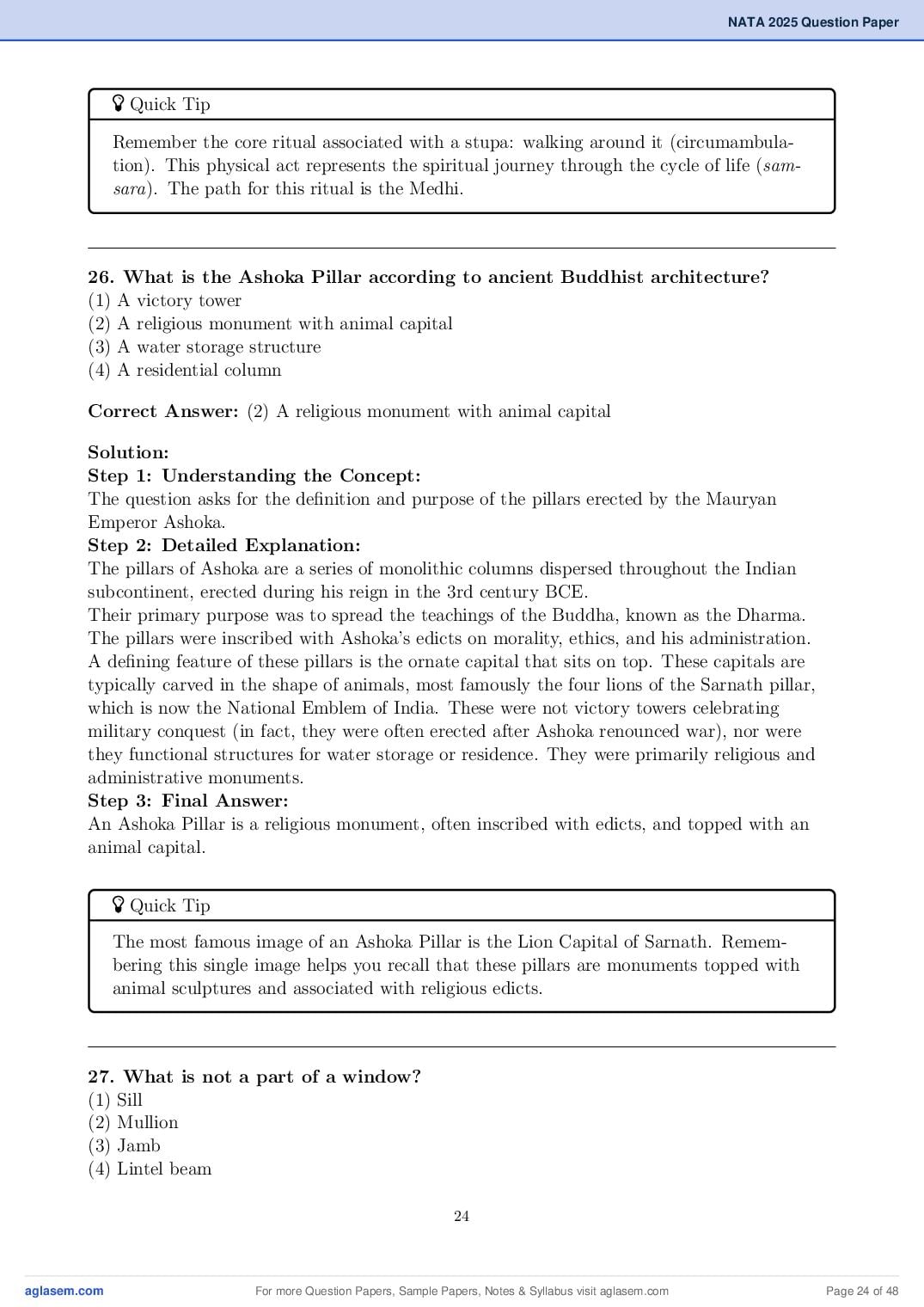 NATA 2025 Question Paper PDF with Answer Key