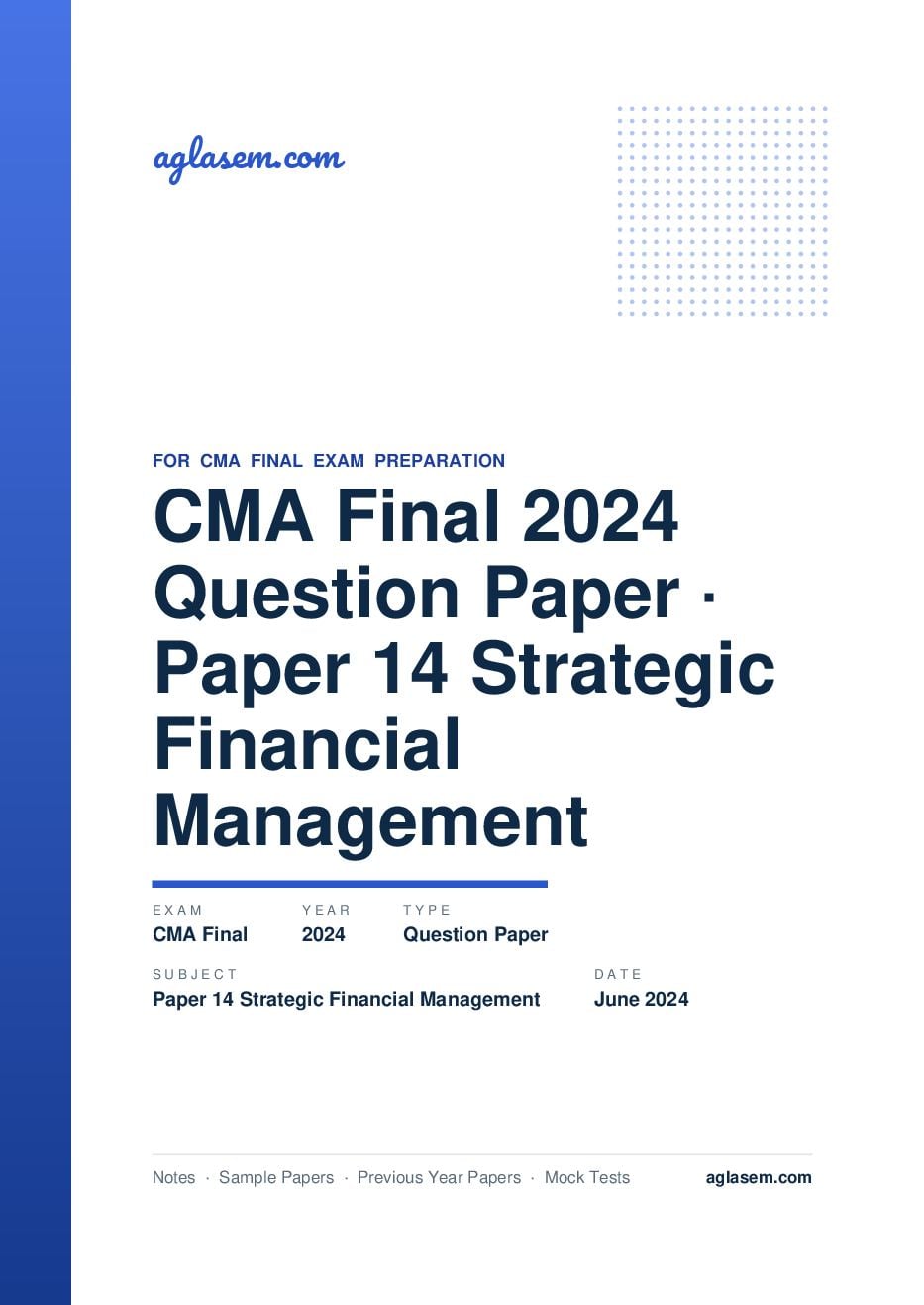 CMA Final June 2024 Question Paper Paper 14 Strategic Financial Management - Page 1 of 12
