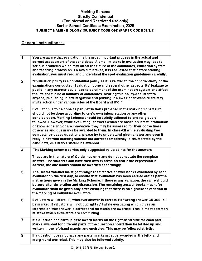 CBSE Class 12 Question Paper 2025 Solution Biology - Page 1