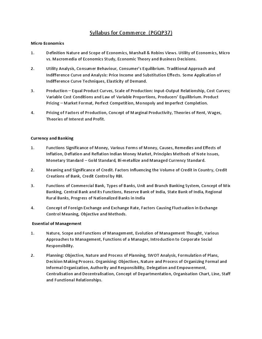 CUET PG 2022 Syllabus PGQP37 Commerce - Page 1