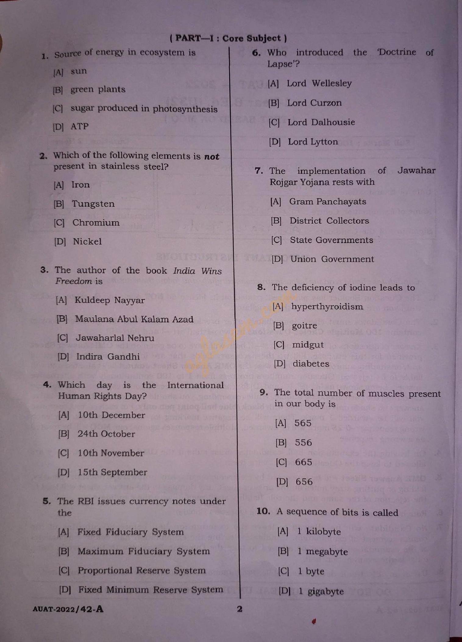 assignment question paper autumn 2022