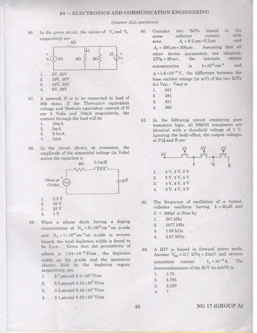 TANCET 2017 Question Paper for Electronics Communication Engineering - Page 1