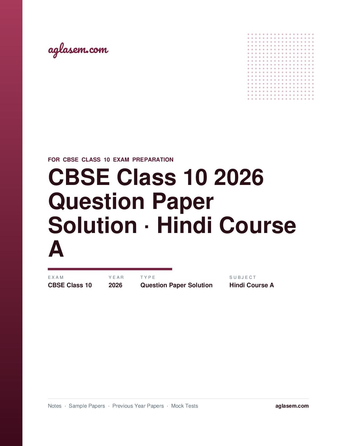 CBSE Class 10 Question Paper 2026 Solution Hindi Course-A - Page 1 of 19