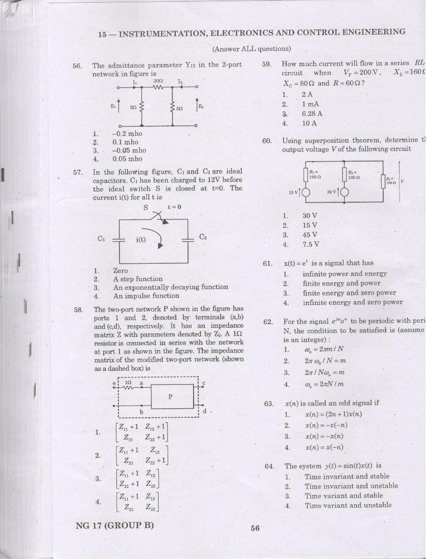 TANCET 2017 Question Paper for Instrumentation Electronics and Control Engineering - Page 1