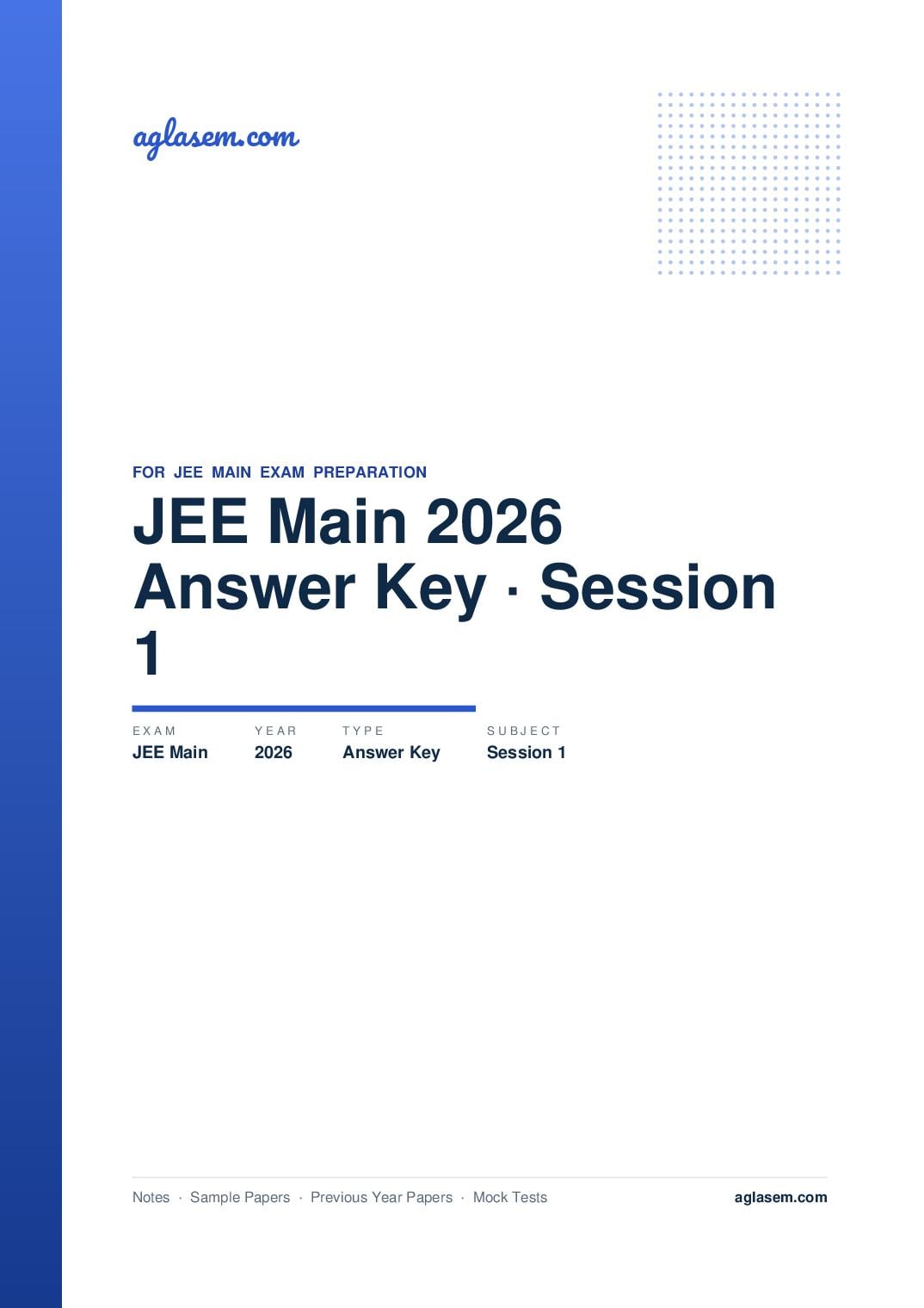 JEE Main 2026 Answer Key Session 1 - Page 1 of 11