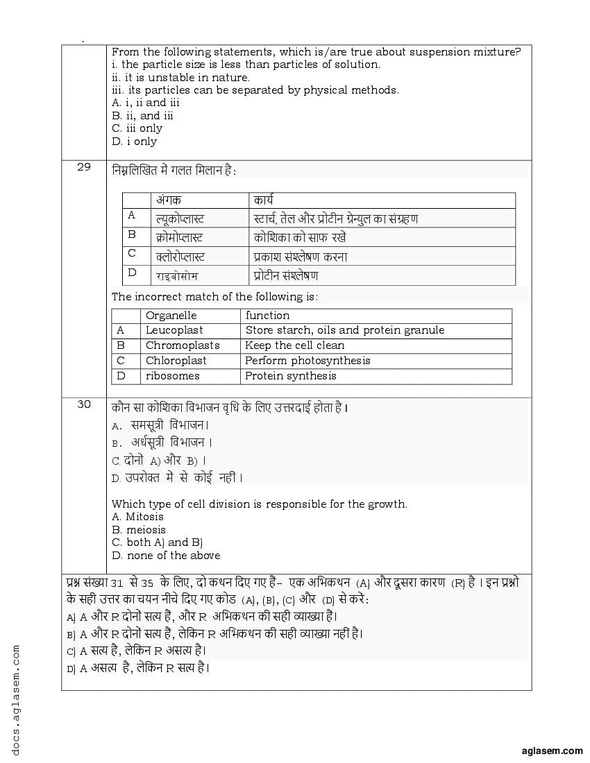 Class 9 Sample Paper 2022 Science Term 1 with Solution Download PDF