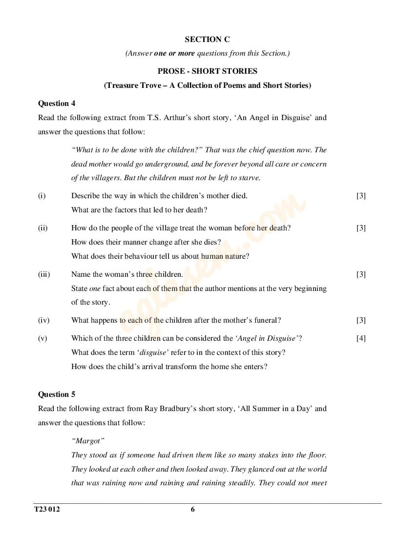 ICSE Class 10 English Literature Question Paper 2023 (PDF) - Class 10 ...