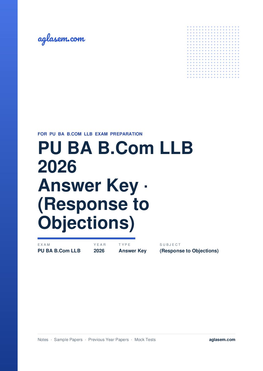 PU BA B.Com LLB 2026 Answer Key (Response to Objections) - Page 1 of 2