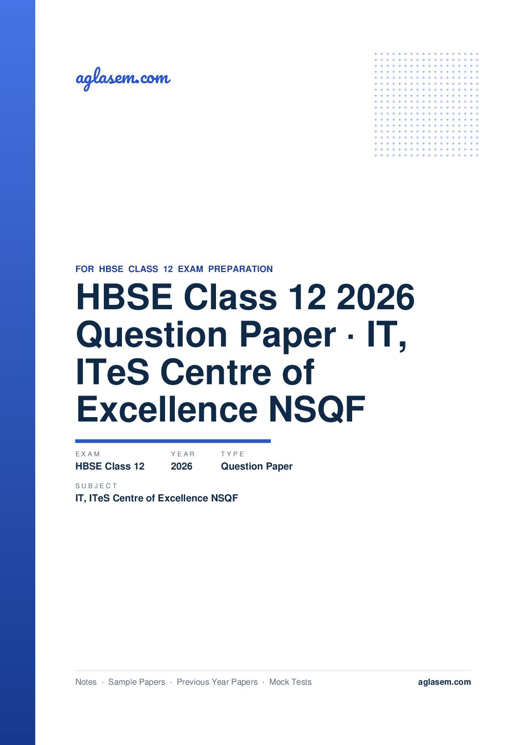 HBSE Class 12 Question Paper 2026 IT & ITeS Centre of Excellence NSQF - Page 1 of 9
