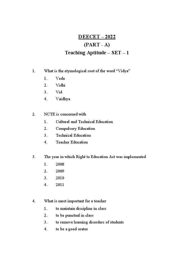 AP DEECET 2022 Question Paper for Biological Science - Page 1