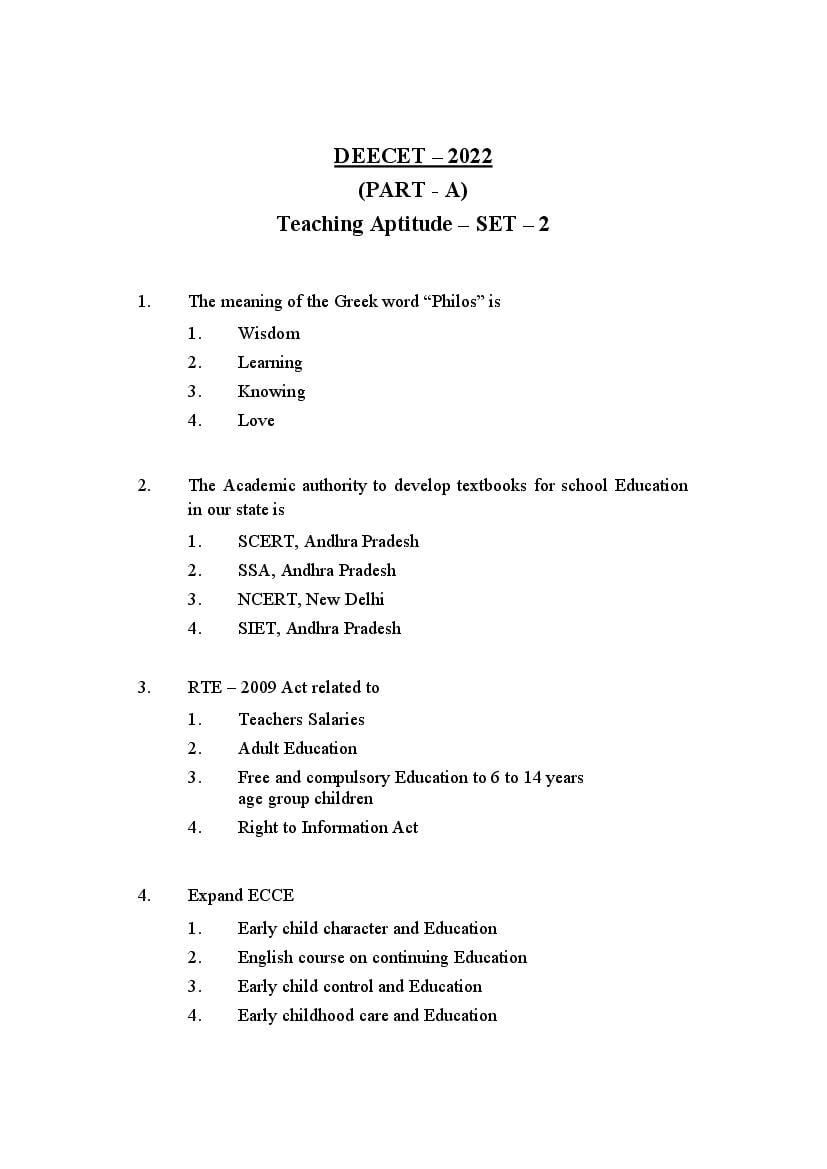 AP DEECET 2022 Question Paper for Maths - Page 1