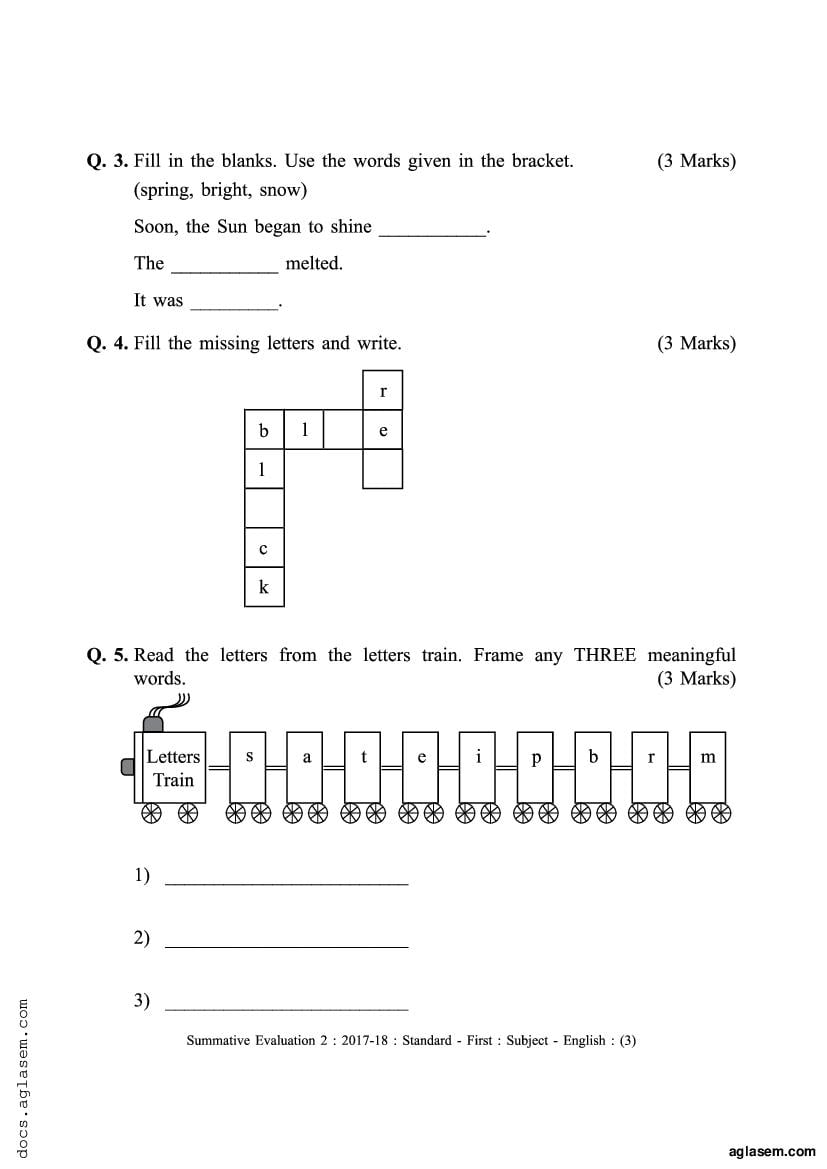 Maharashtra Board 1st English Model Paper 2024 PDF - NCERT Expert