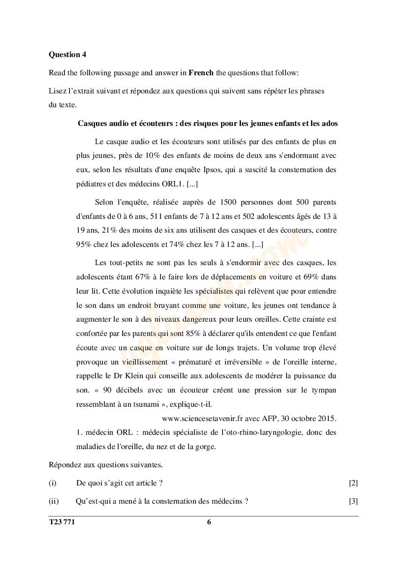 ICSE Class 10 French Group 2 Question Paper 2023 (PDF) - Class 10 ...