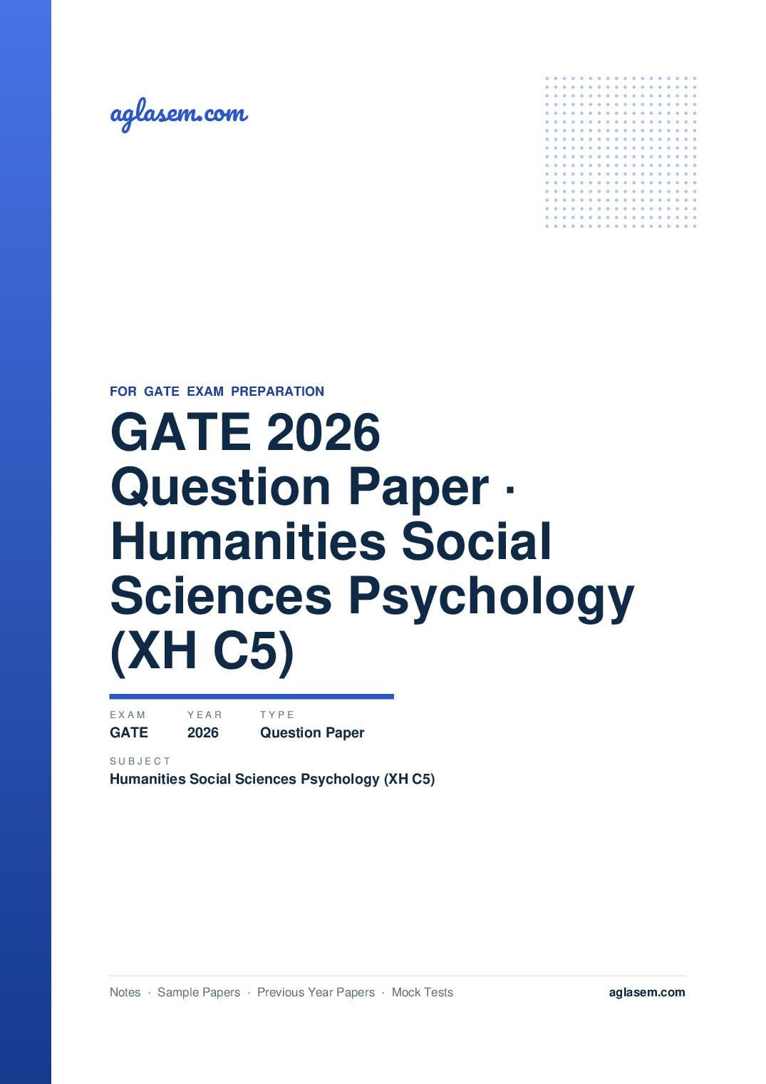 GATE 2026 Question Paper Humanities and Social Sciences - Psychology (XH-C5) - Page 1 of 47