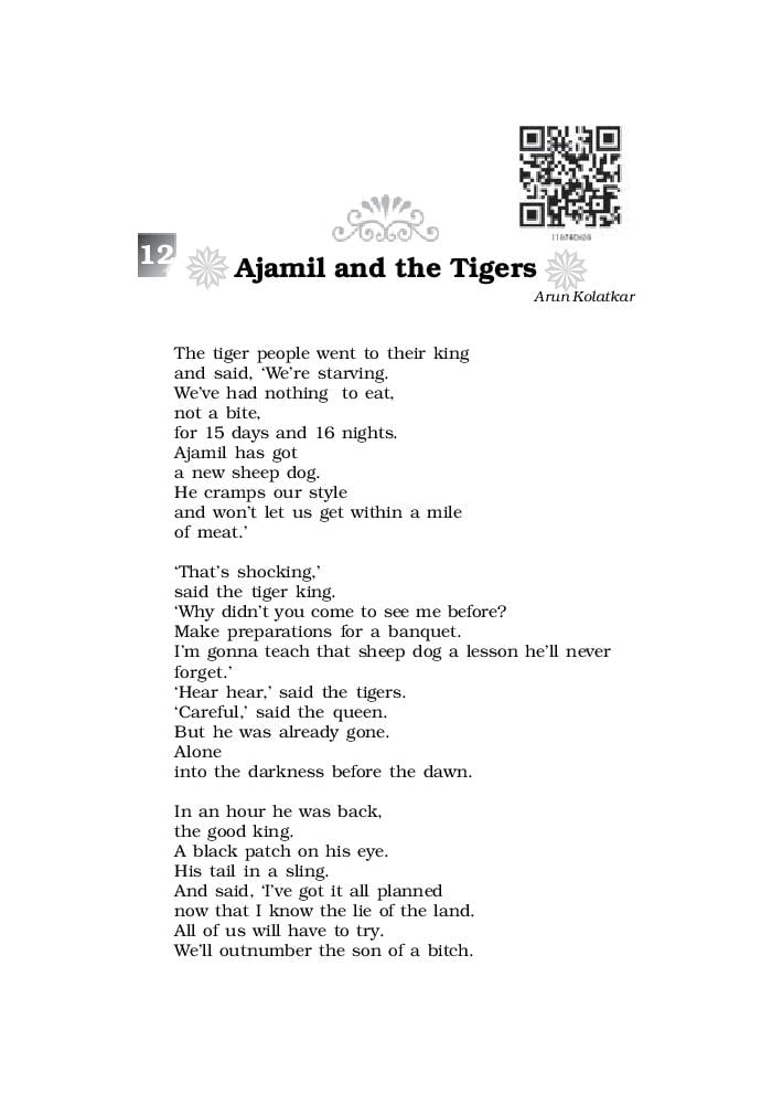 NCERT Book Class 11 English (Woven Words) Poetry 12 Ajamil and the Tigers - Page 1