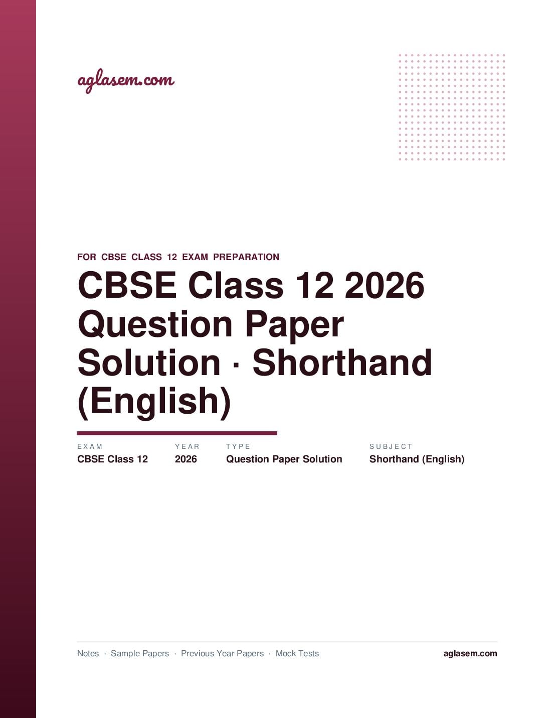 CBSE Class 12 Question Paper 2026 Solution Shorthand - Page 1 of 21