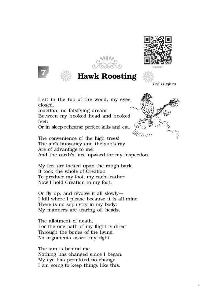 NCERT Book Class 11 English (Woven Words) Poetry 7 Hawk Roosting - Page 1