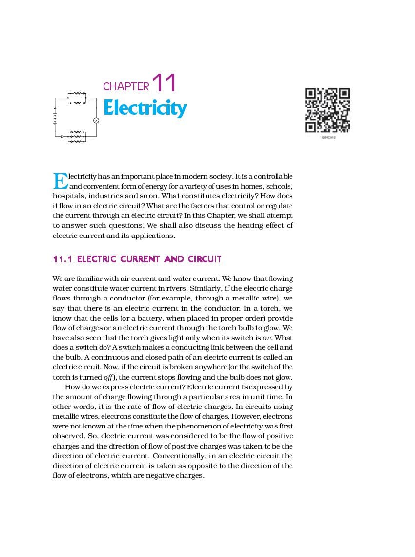 NCERT Book Class 10 Science Chapter 11 Electricity - Page 1