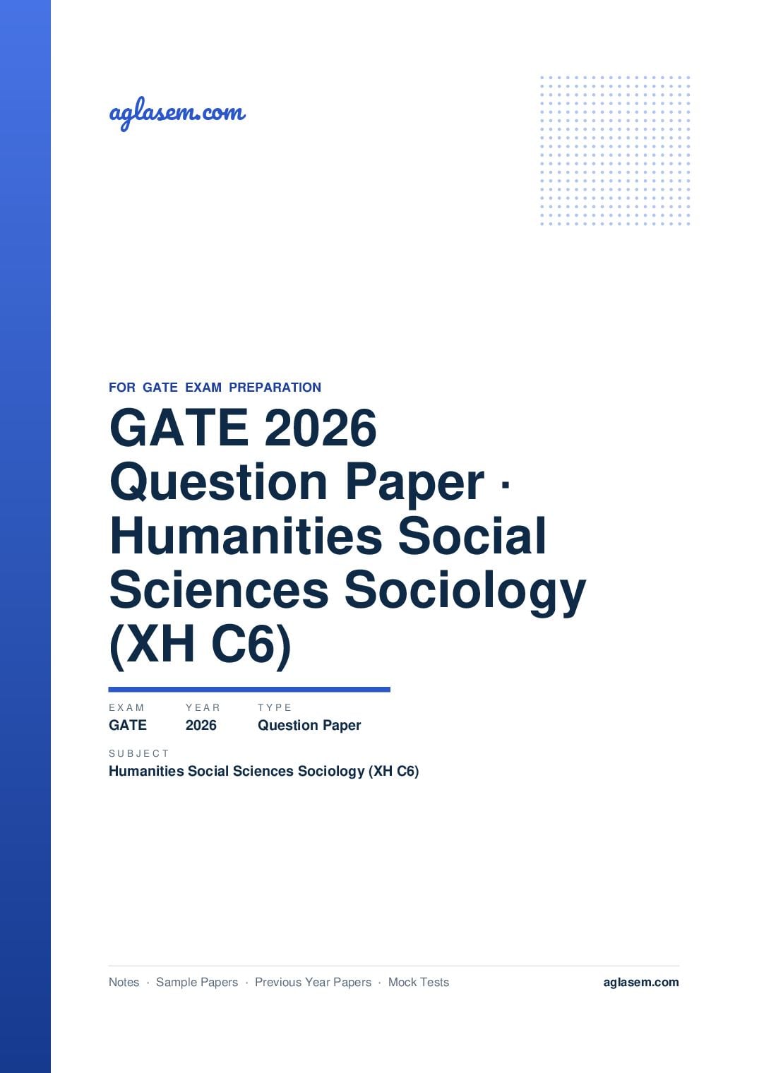 GATE 2026 Question Paper Humanities and Social Sciences - Sociology (XH-C6) - Page 1 of 48