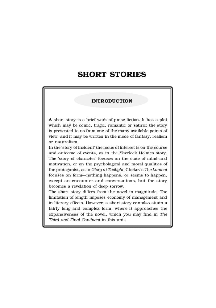 NCERT Book Class 11 English (Woven Words) Short Stories 1 The Lament - Page 1