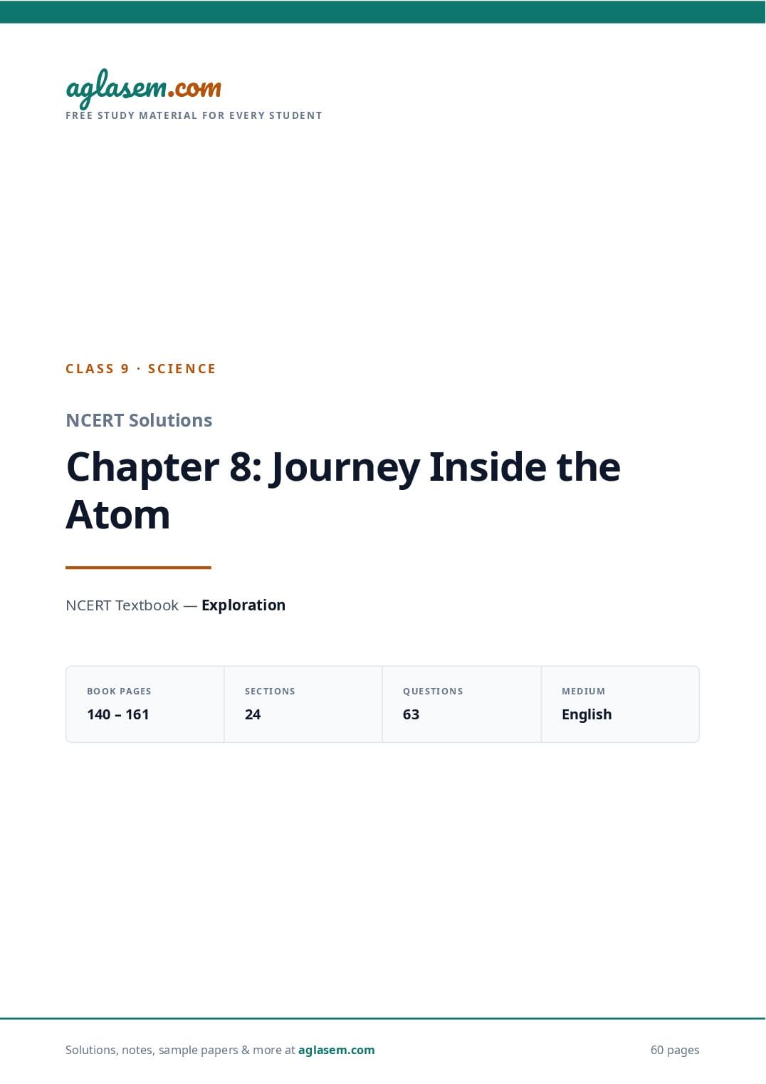 NCERT Solutions Class 9 Science Chapter 8 Journey Inside the Atom - Page 1 of 61