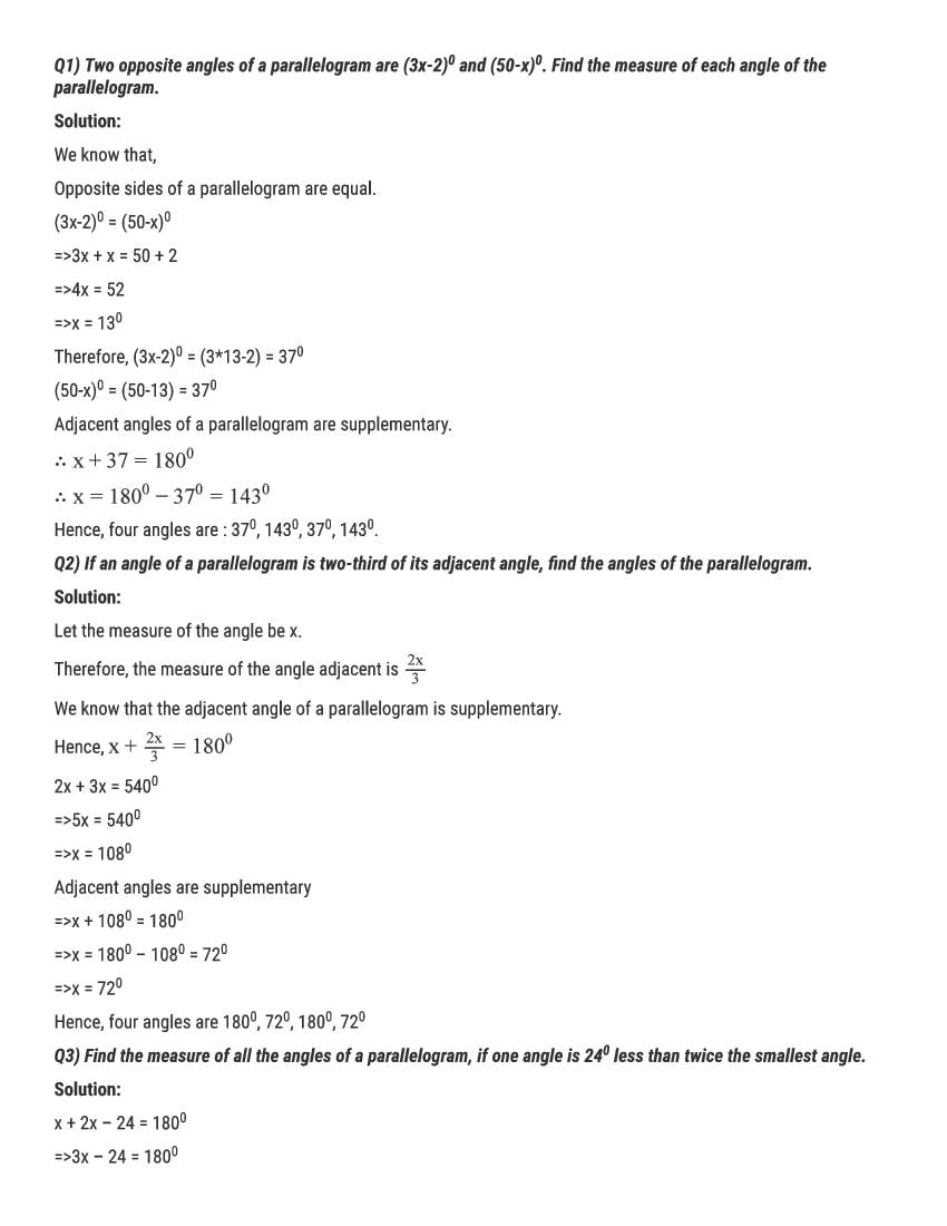 RD Sharma Solutions Class 9 Chapter 14 Quadrilaterals Excercise 14.2 - Page 1
