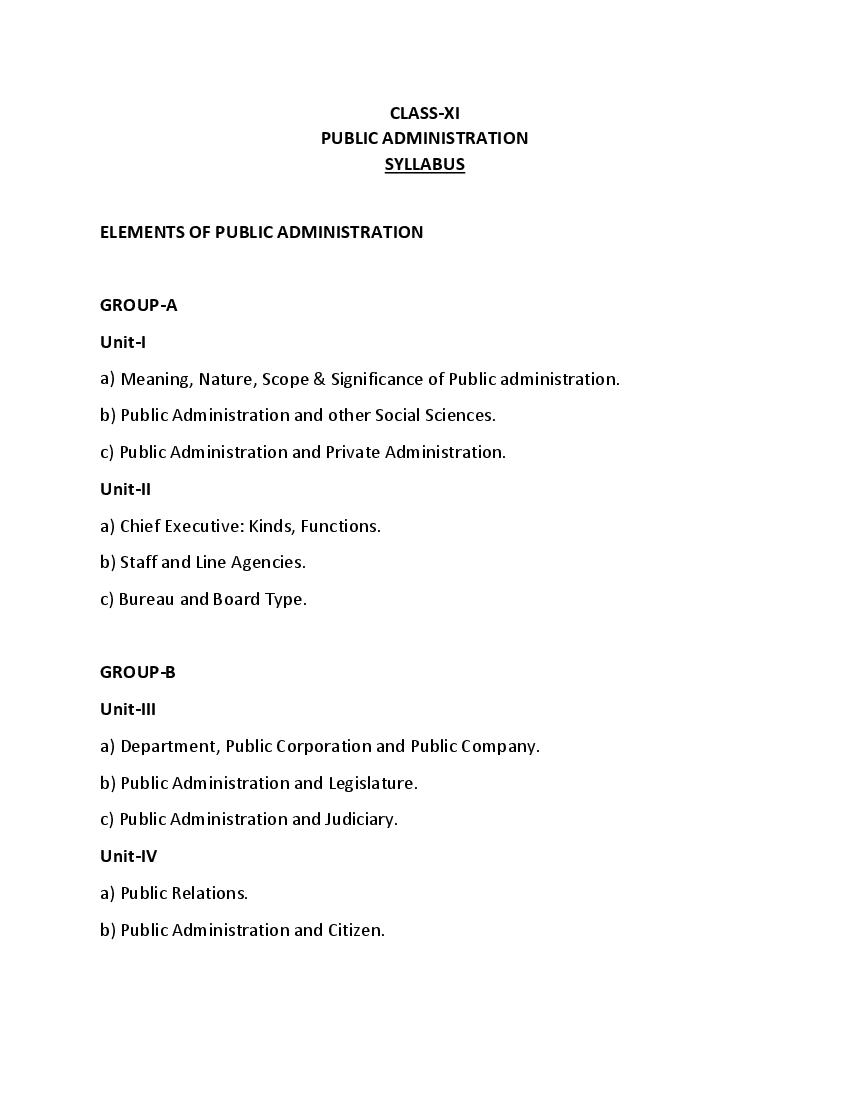PSEB 11th Class Syllabus 2023 Public Administration - Page 1
