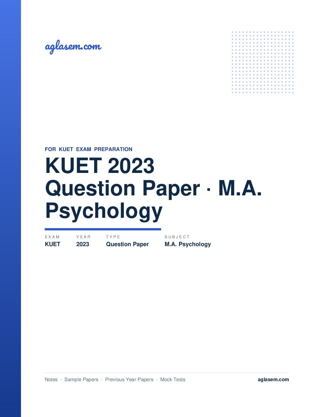 KUET 2023 Question Paper M.A. Psychology - Page 1 of 9