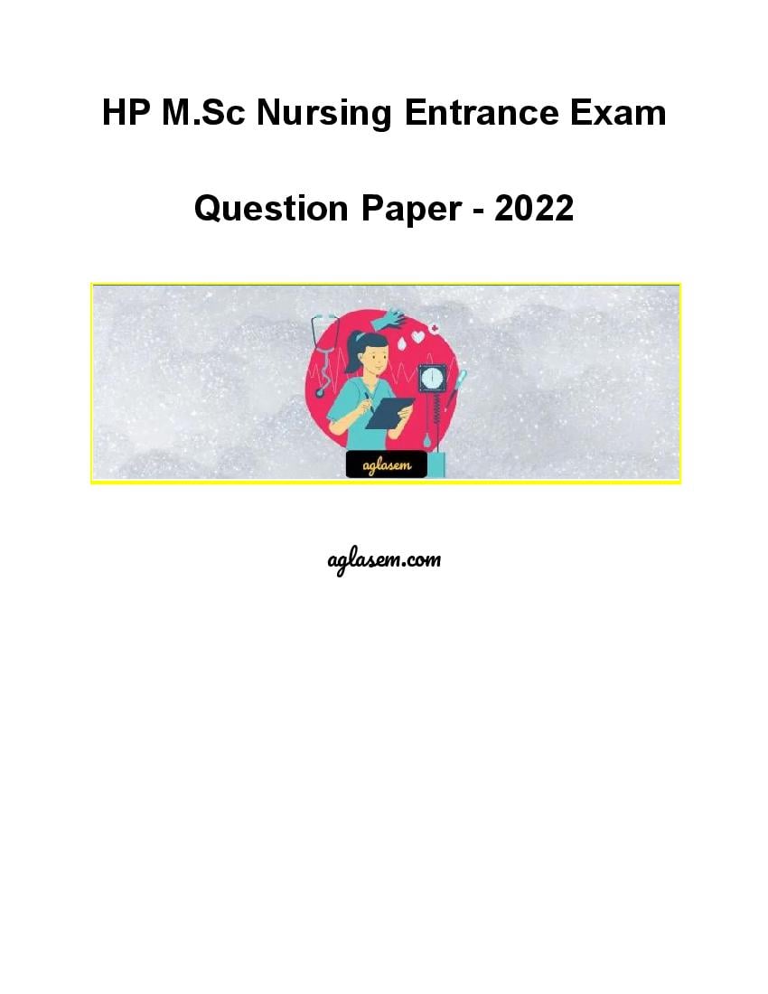 HPU M.Sc. Nursing Entrance 2022 Question Paper - Page 1