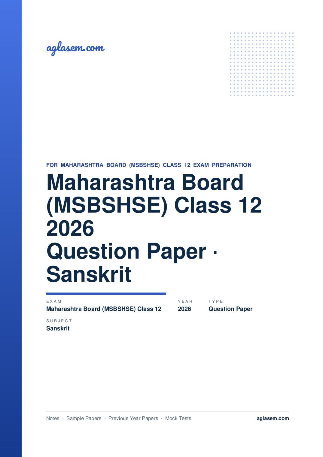 MH 12th Question Paper 2026 Sanskrit - Page 1 of 16