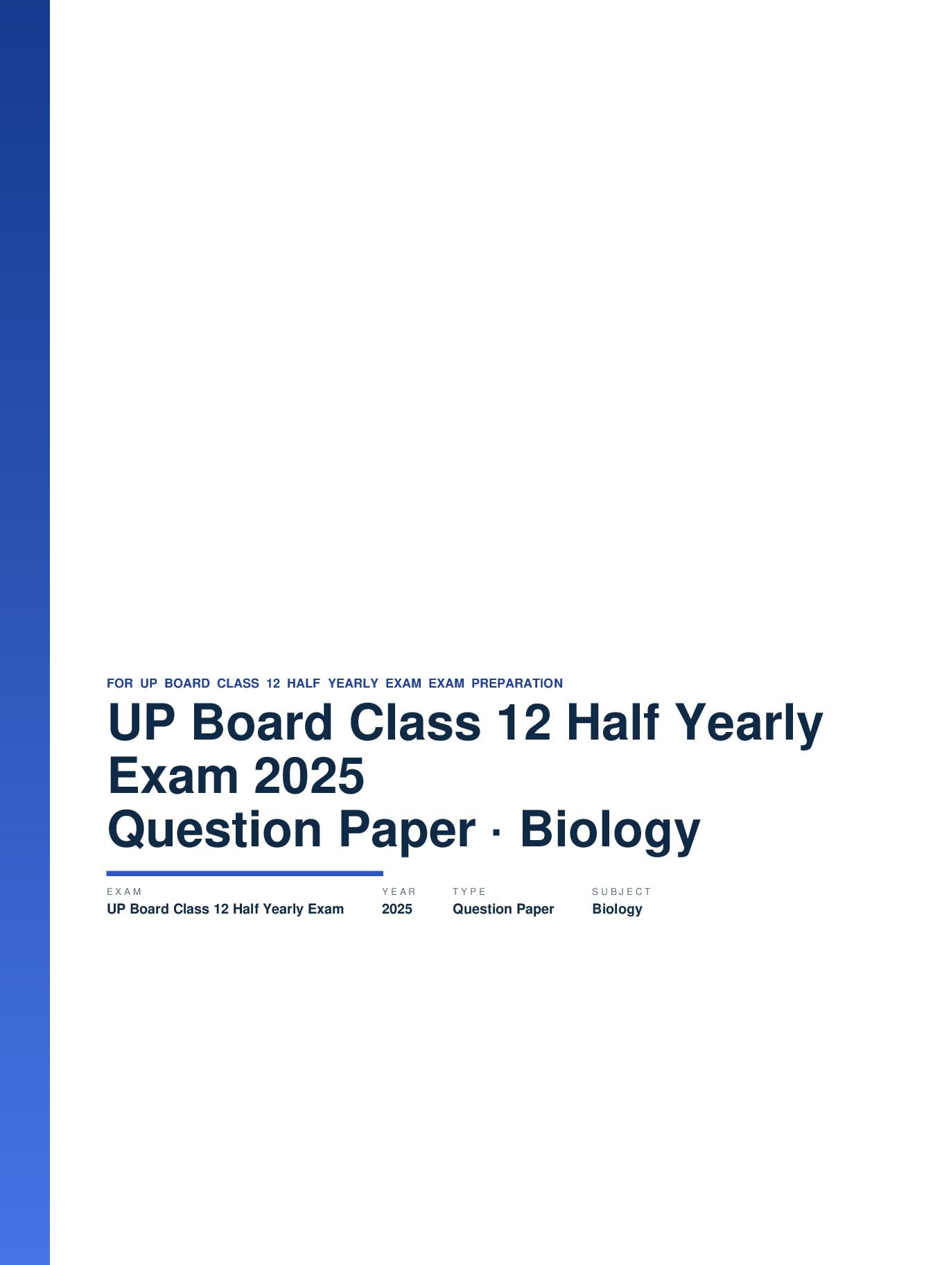 UP Board Class 12 Half Yearly Exam Question Paper 2025 Biology - Page 1 of 3