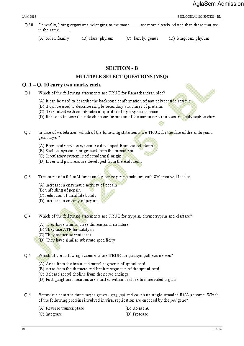 IIT JAM 2015 Question Papers PDF with Answers (7 Papers)