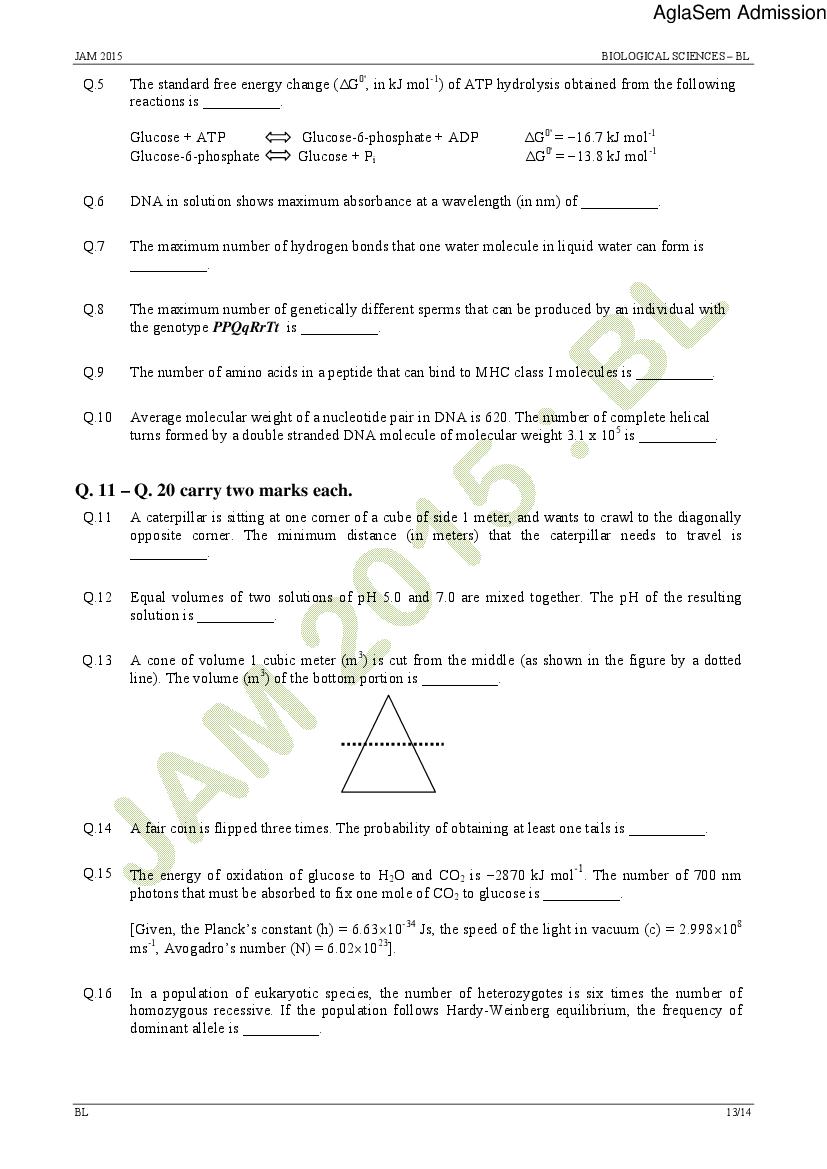 IIT JAM 2015 Question Papers PDF with Answers (7 Papers)